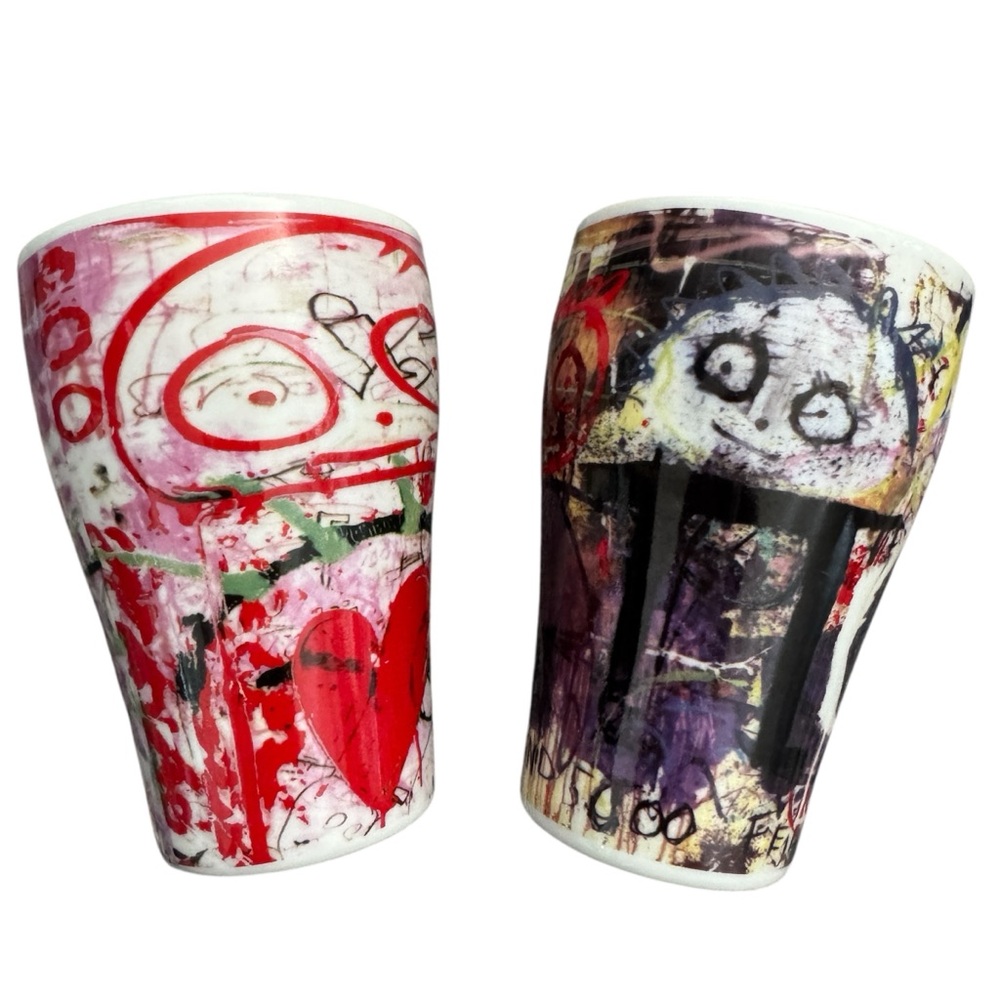 Poul Pava Danish Original Artwork Porcelain Mug Set of 2 Collection by Aida